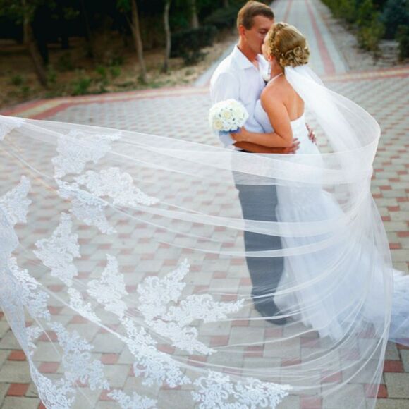Wedding White Lace Veil 118.11\'\' for Bride main image 5